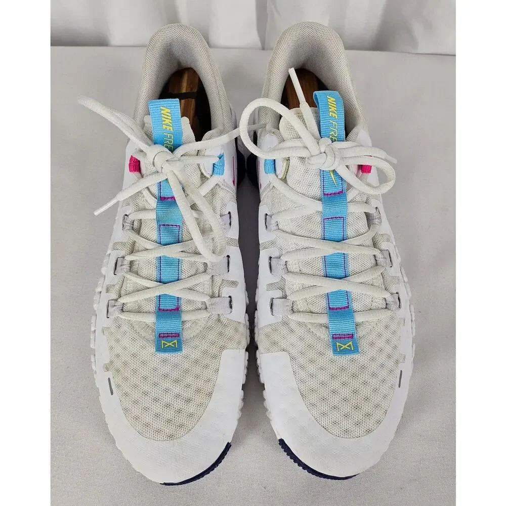 NIKE FREE METCON 5 WHITE AQUARIUS BLUE WORKOUT SHOES - WOMEN'S SIZE 11.5